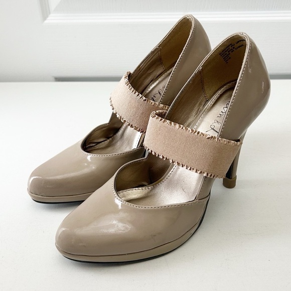 Sam & Libby Mary Jane Platform Heels Nude Beige Patent Faux Leather Size 8 - Picture 5 of 16